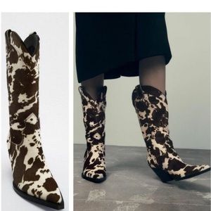 Zara Animal Style Cowgirl Boots